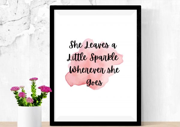 ✨ She Leaves a Little Sparkle Wherever She Goes – Digital Print | Inspirational Wall Art for Bedroom, Beauty Room, or Office